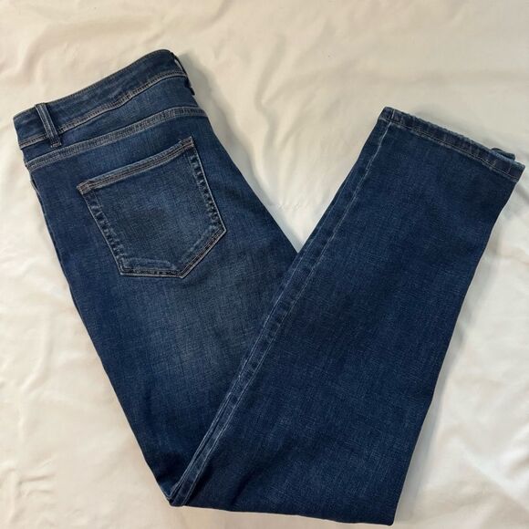 J Jill High Rise Straight Leg Jeans Size 14 Stretch Whisker Casual Dark Wash - Picture 2 of 10